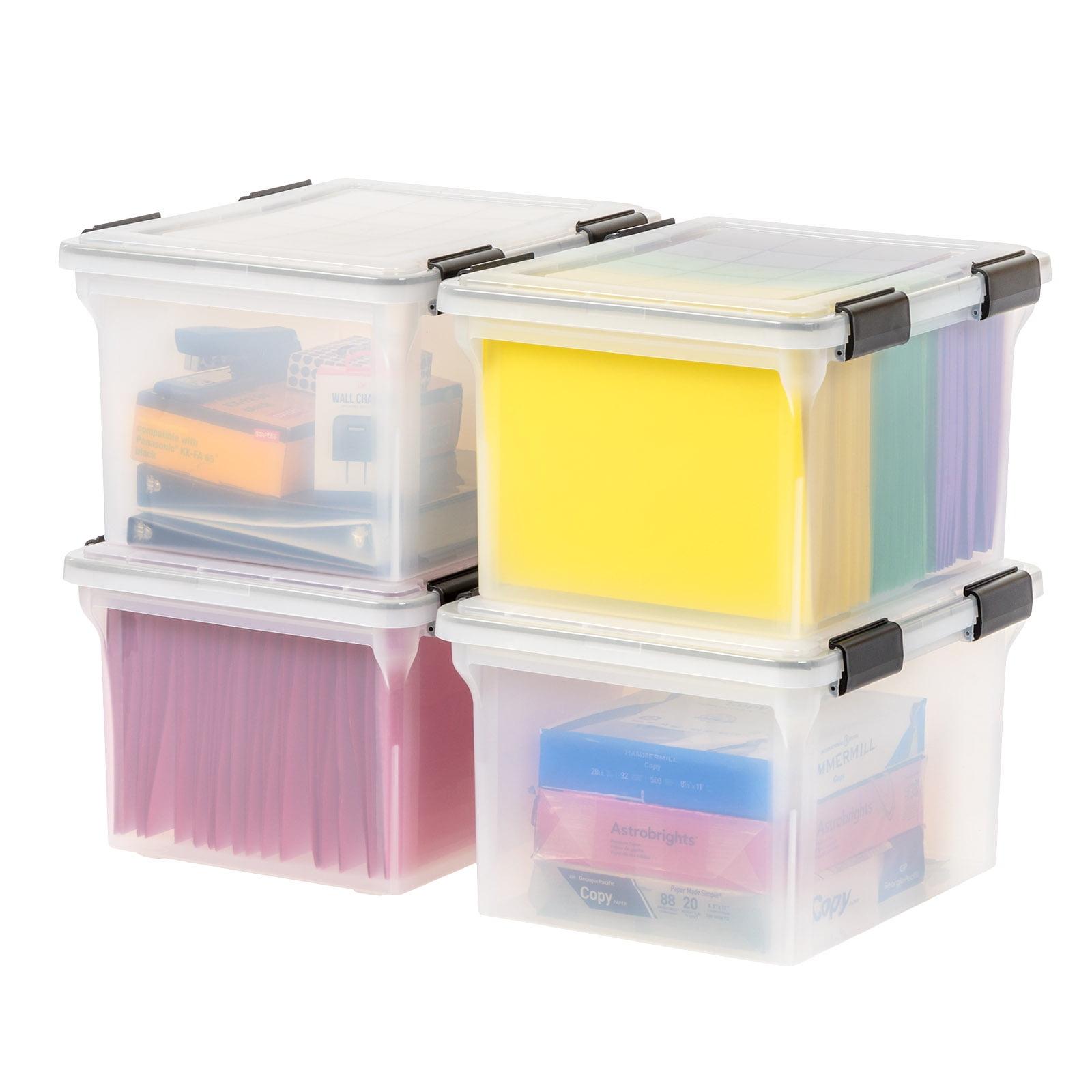 Clear Heavy-Duty Plastic Storage Bin with Secure Lid, 32 Qt, 4-Pack