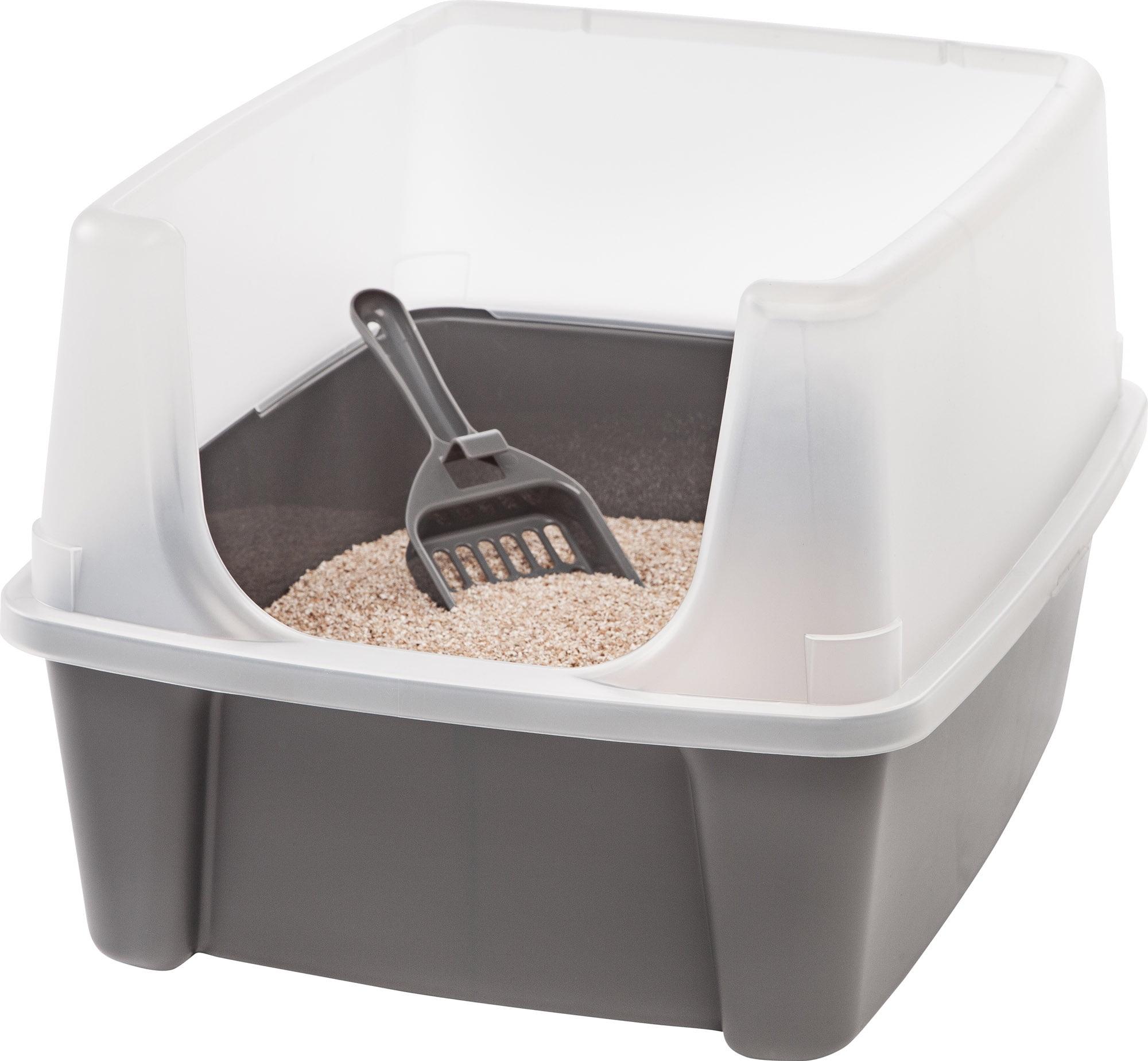 IRIS USA, Open-Top Cat Litter Box with Shield with Scoop