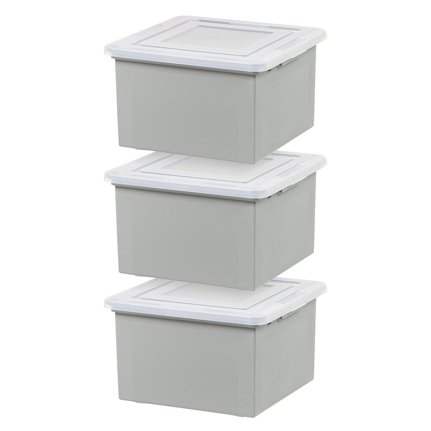 IRIS 3pk Letter and Legal File Boxes Gray: Plastic File Organizer & Storage Bin for Hanging Files