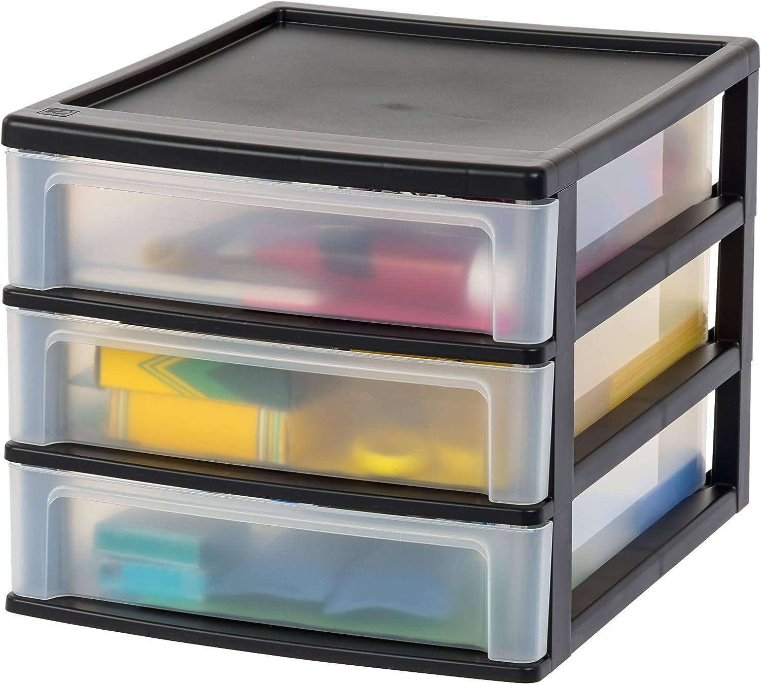 Medium Black Plastic 3-Drawer Stacking Desktop Organizer