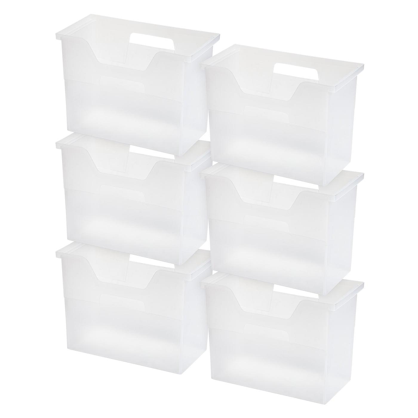 Clear Medium Portable Desktop File Box with Side Handles, 6 Pack