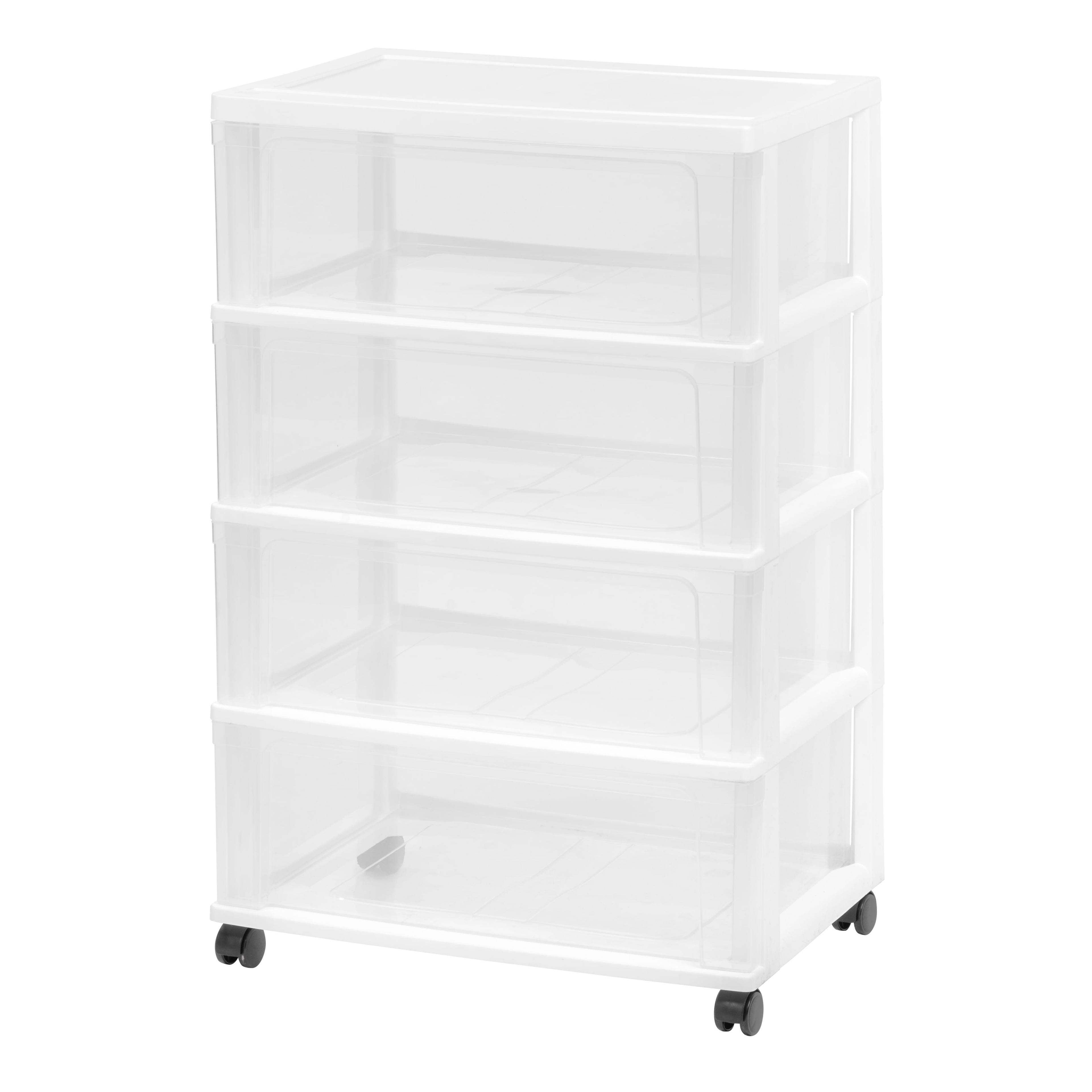 White and Clear Plastic 4-Drawer Rolling Storage Cart