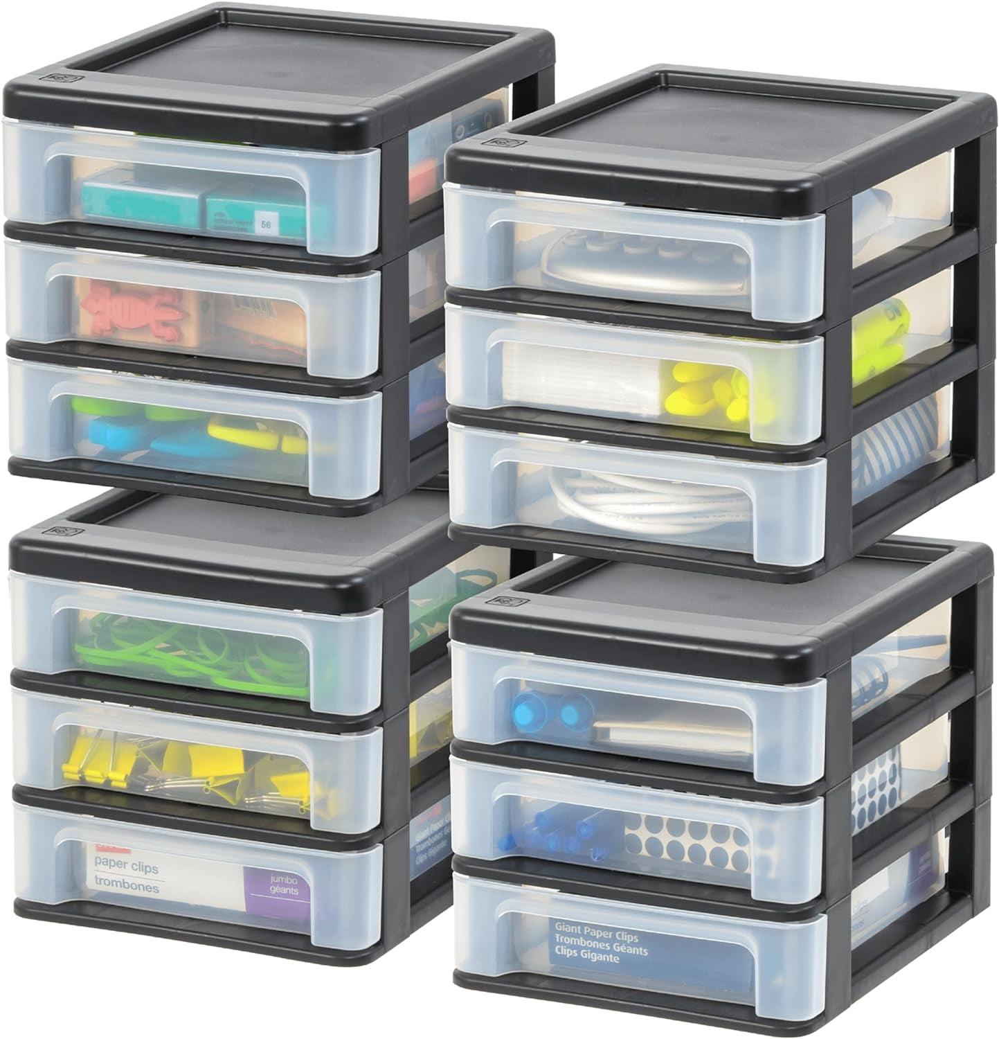 IRIS USA Plastic Clear View Desktop Organizer with Drawers