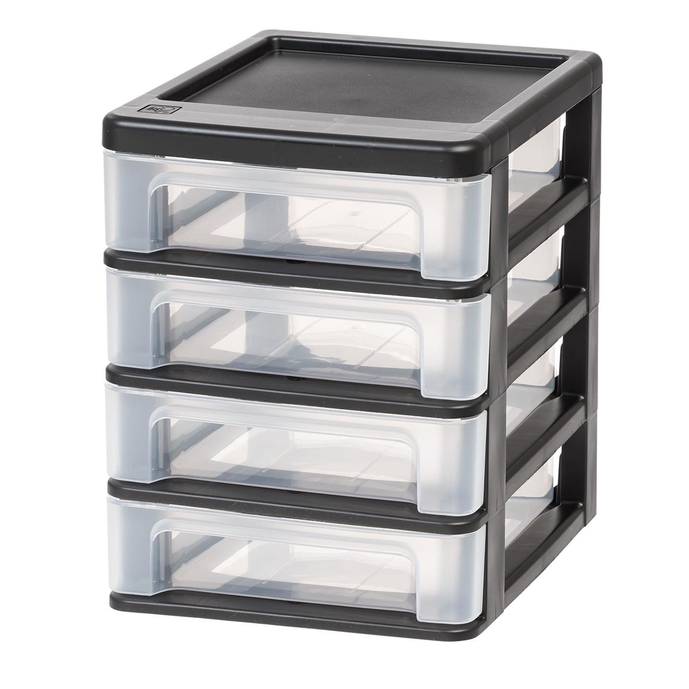 Compact Black Plastic 4-Drawer Mini Organizer Cabinet