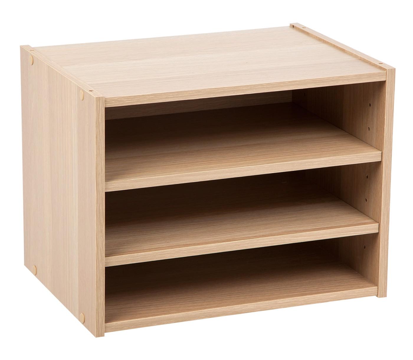 Tachi Modular Light Brown Wood Stackable Storage Organizer with Adjustable Shelves