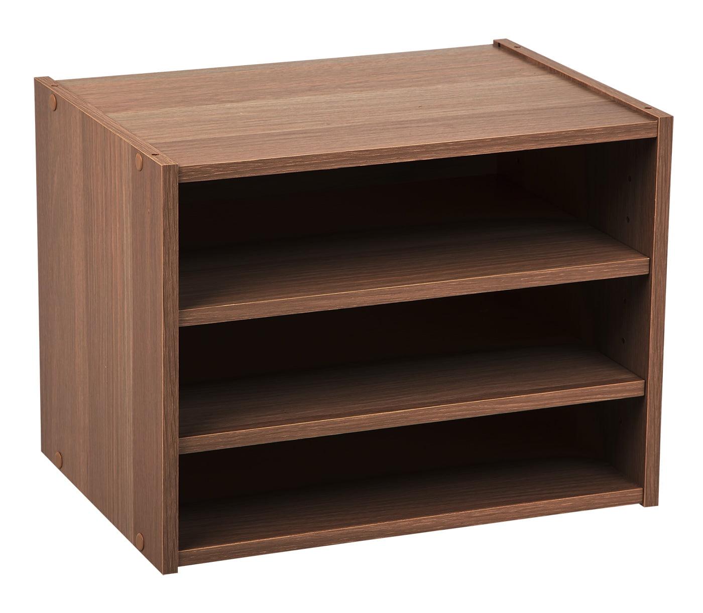 Dark Brown Adjustable Stackable Modular Wood Storage Shelf