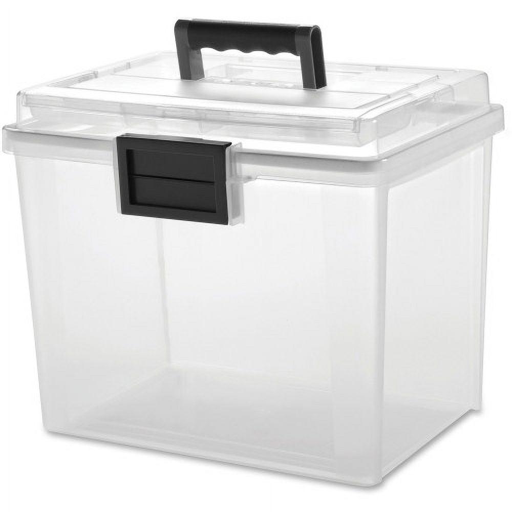 Clear Portable Weatherproof Letter-Size File Box with Organizer Lid