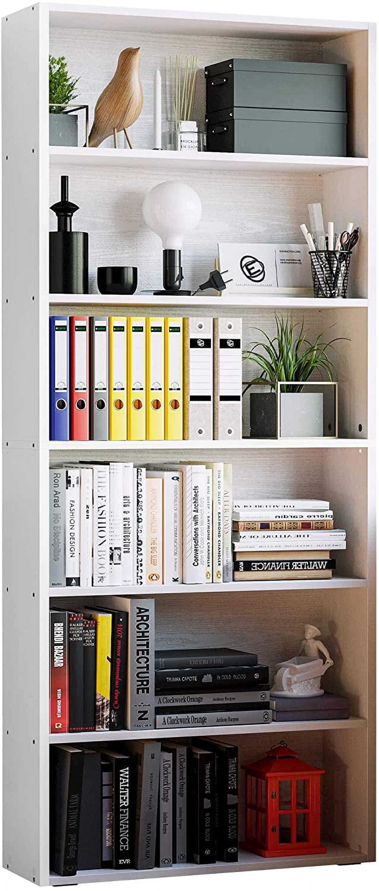 IRONCK Bookshelves Floor Standing 6 Tier 70in Tall for Home Office, White