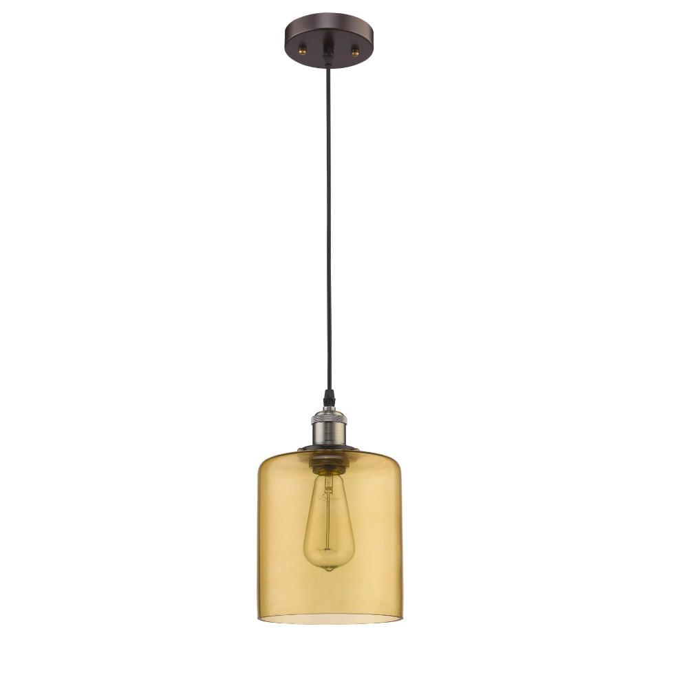 Amber Glass Bronze Industrial Mini Pendant Light