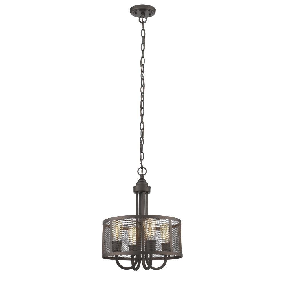 Chloe Lighting Ironclad Industrial-Style 4 Light Rubbed Bronze Ceiling Pendant 16" Wide