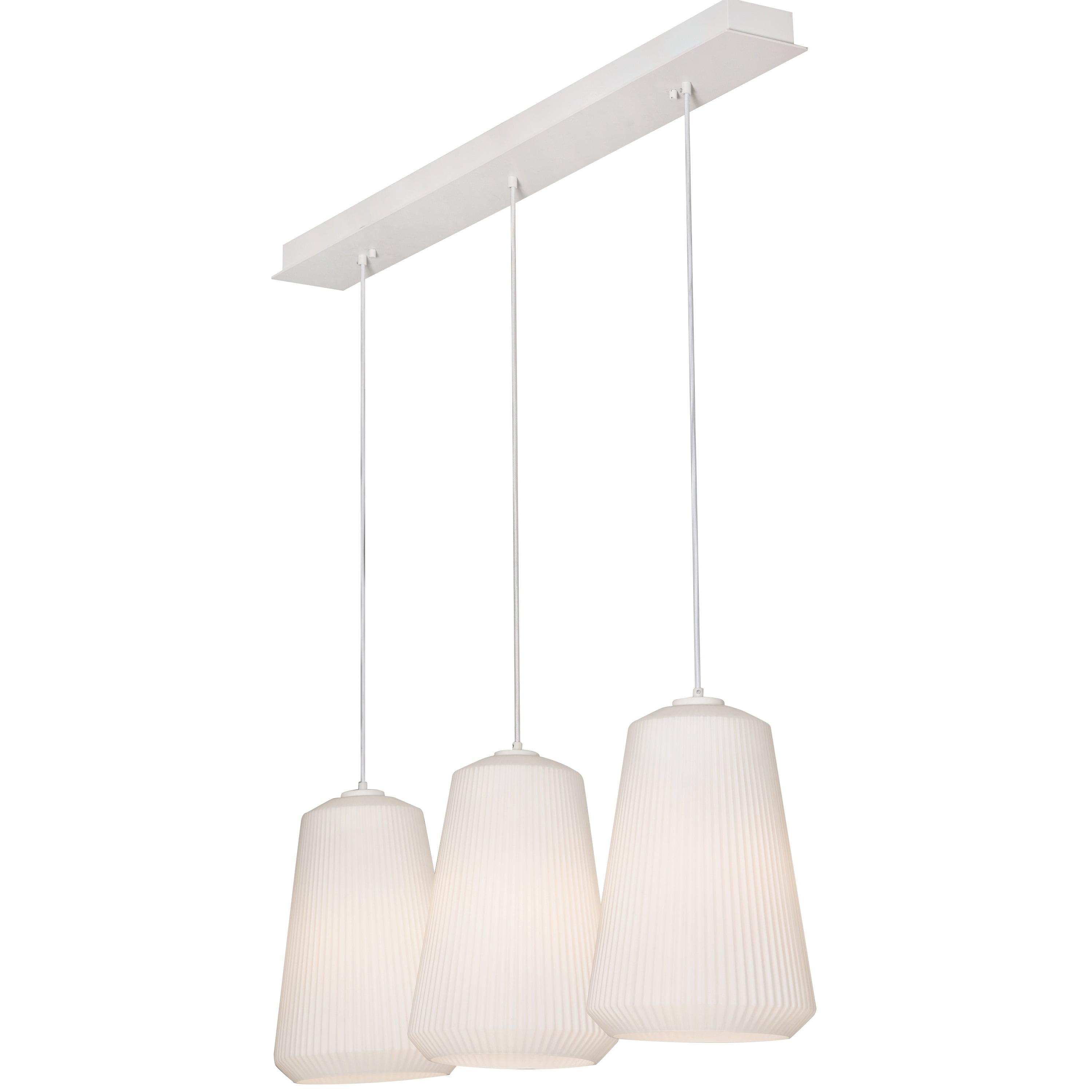 Isla Modern Triple Pendant with White Glass and Steel Base