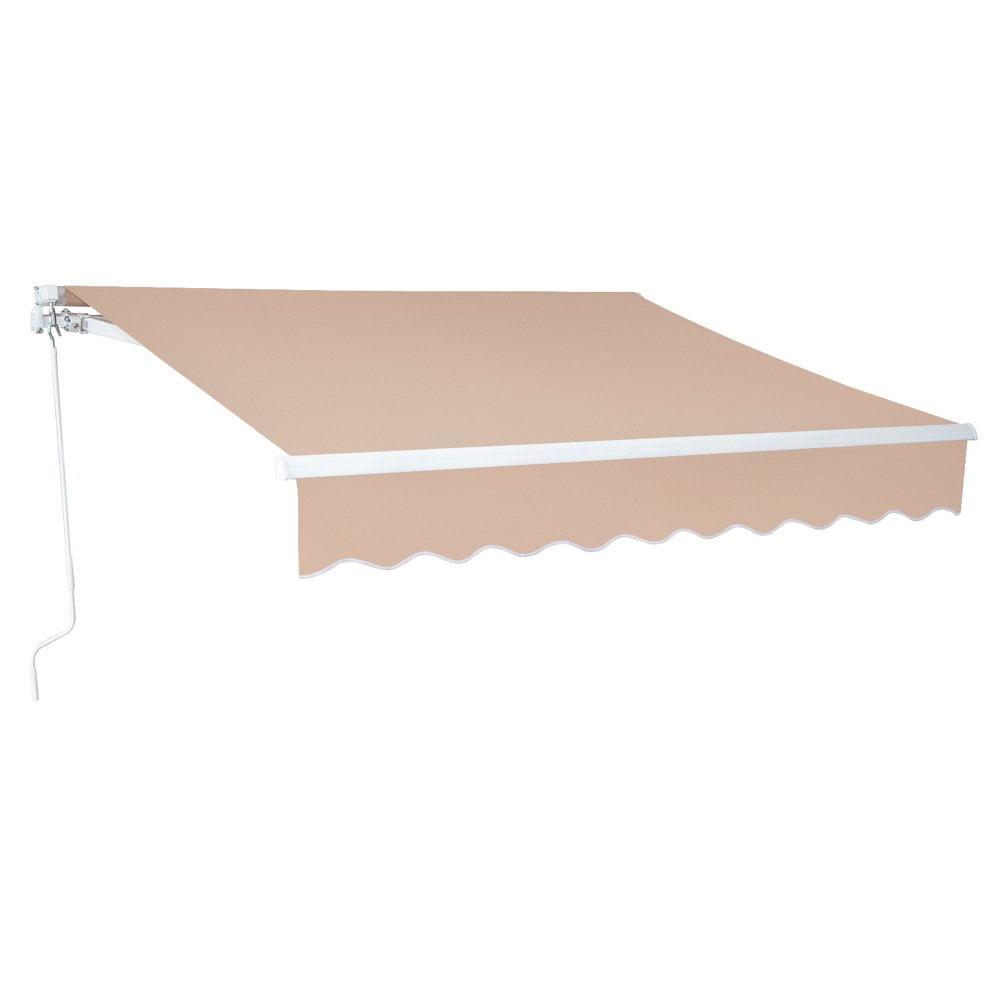 Khaki 13' x 8' Retractable Patio Awning with Aluminum Frame