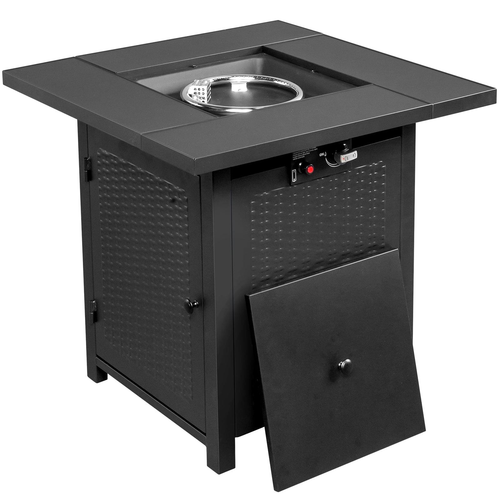 28-Inch Black Stainless Steel Gas Fire Pit Table