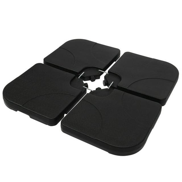 IVV 4PCS Patio Cantilever Offset Umbrella Base, Square Shaped Sand/Water Filled Weight Stand, Outdoor Umbrella Base Plate w/Heavy Duty Plastic, 39" x 39" Umbrella Base (Black)