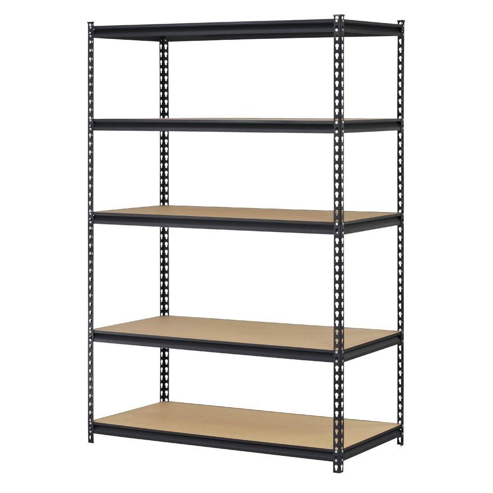 IVV 5 Tiers Powder Coated Storage Rack, Black 5-Shelf Steel Shelving Unit Storage Rack Adjustable Garage Shelves Utility Rack Display for Home Office Garage