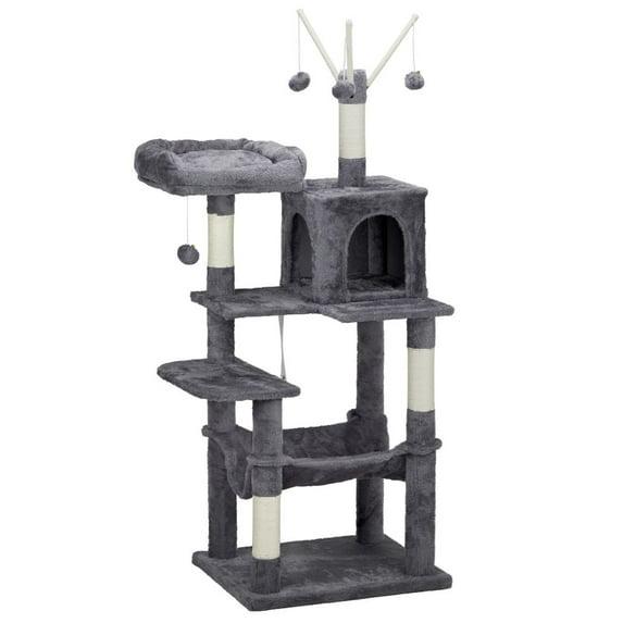57 Inch Dark Gray Multi-Level Cat Tree with Sisal Scratching Posts