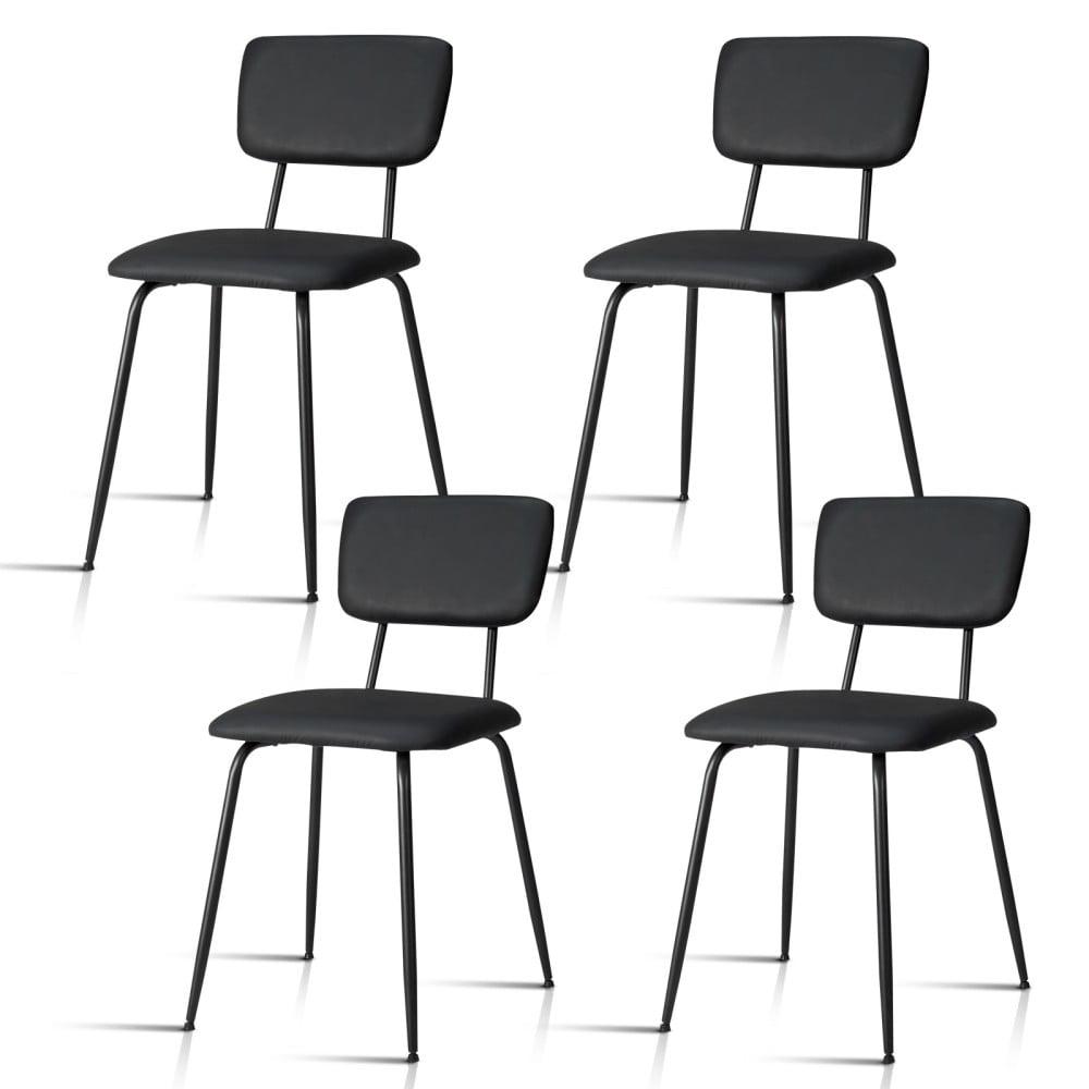 Ktaxon Dining Chairs Set of 4 Modern PU Padded Kitchen Side Chairs, Armless Accent Chairs Reading Chair Bar Office Chair with Metal Legs Black