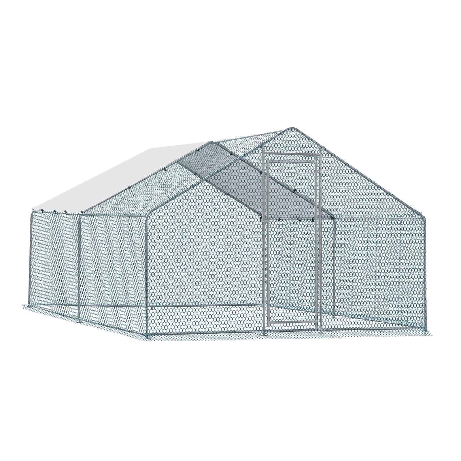 IVV Large Metal Chicken Coop with Anti-Uv and Waterproof Cover Outdoor Chicken Runs for Yard Walk-in Poultry Habitat Cage for Backyard Farm (13'L x 10'W x 6.6'H)