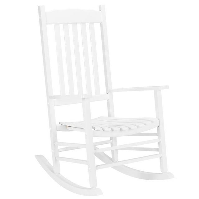 OverPatio Outdoor Porch Rocker/Rocking Chair Wood, Patio Wood Rocker, Woode n Furniture Seat for Living Room, Sitting Room, White