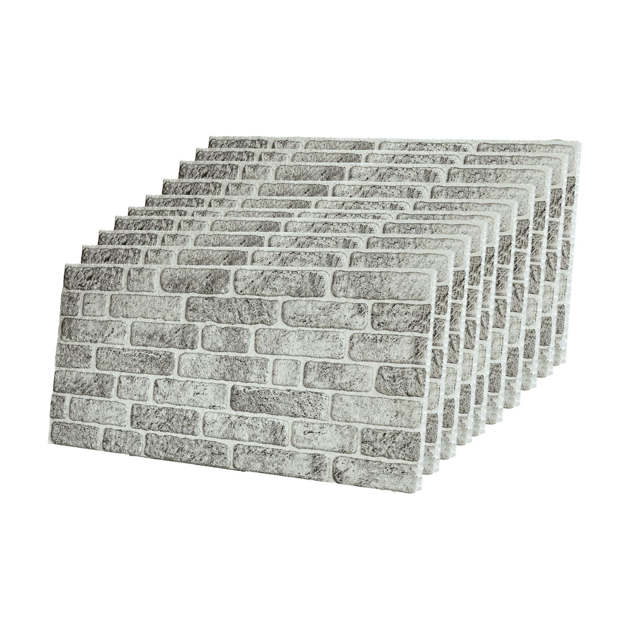 White and Gray 3D Brick Stone Look Wall Panels