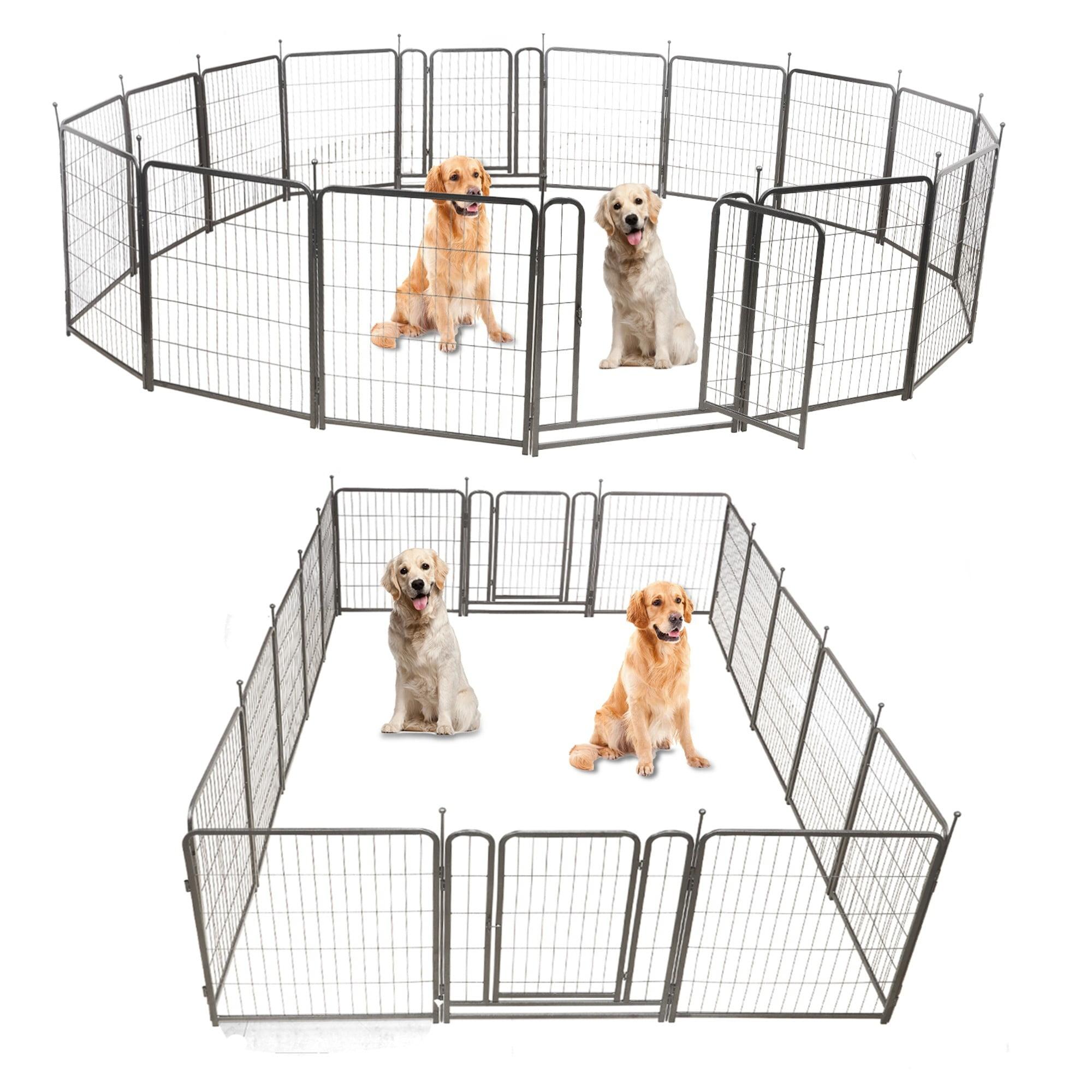 FDW Dog Playpen Pet Dog Fence 32" Height 16 Panels Metal Dog Pen Outdoor Exercise Pen with Doors for Large/Medium /Small Dogs Camping,Yard
