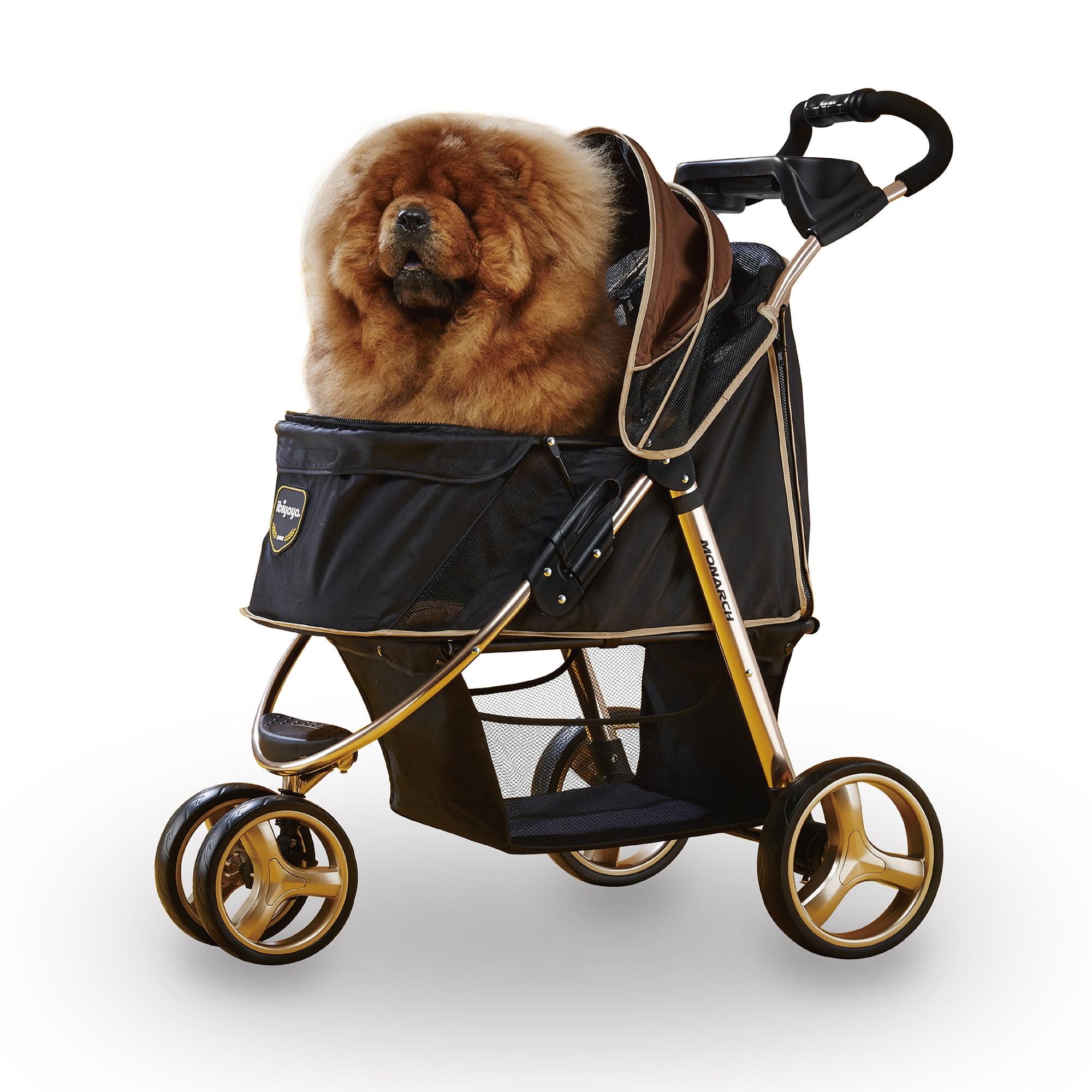 Luxury Gold Foldable Dog Stroller with Mesh Ventilation