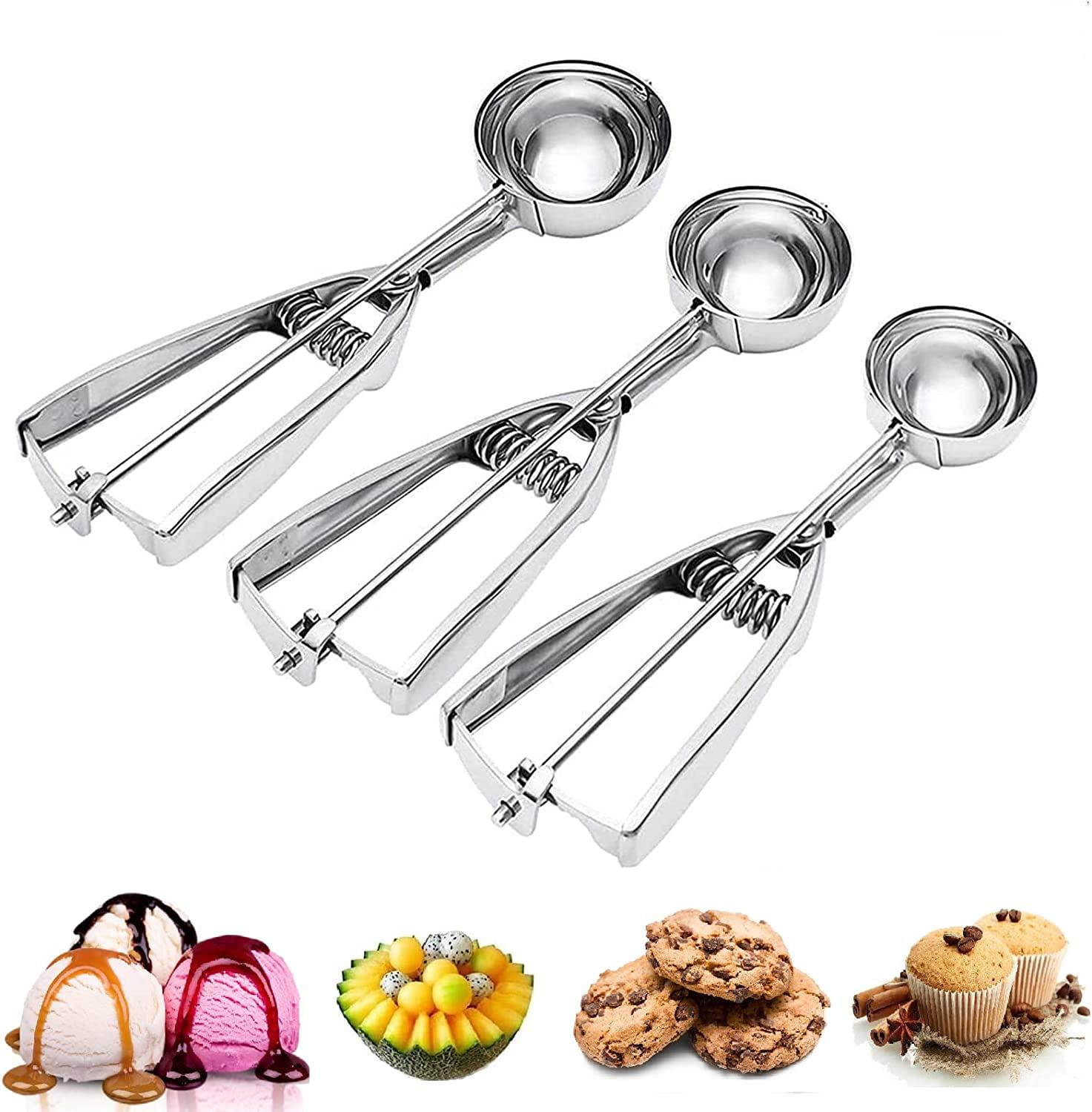 Stainless Steel Ice Cream and Cookie Scoop Set with Trigger Release