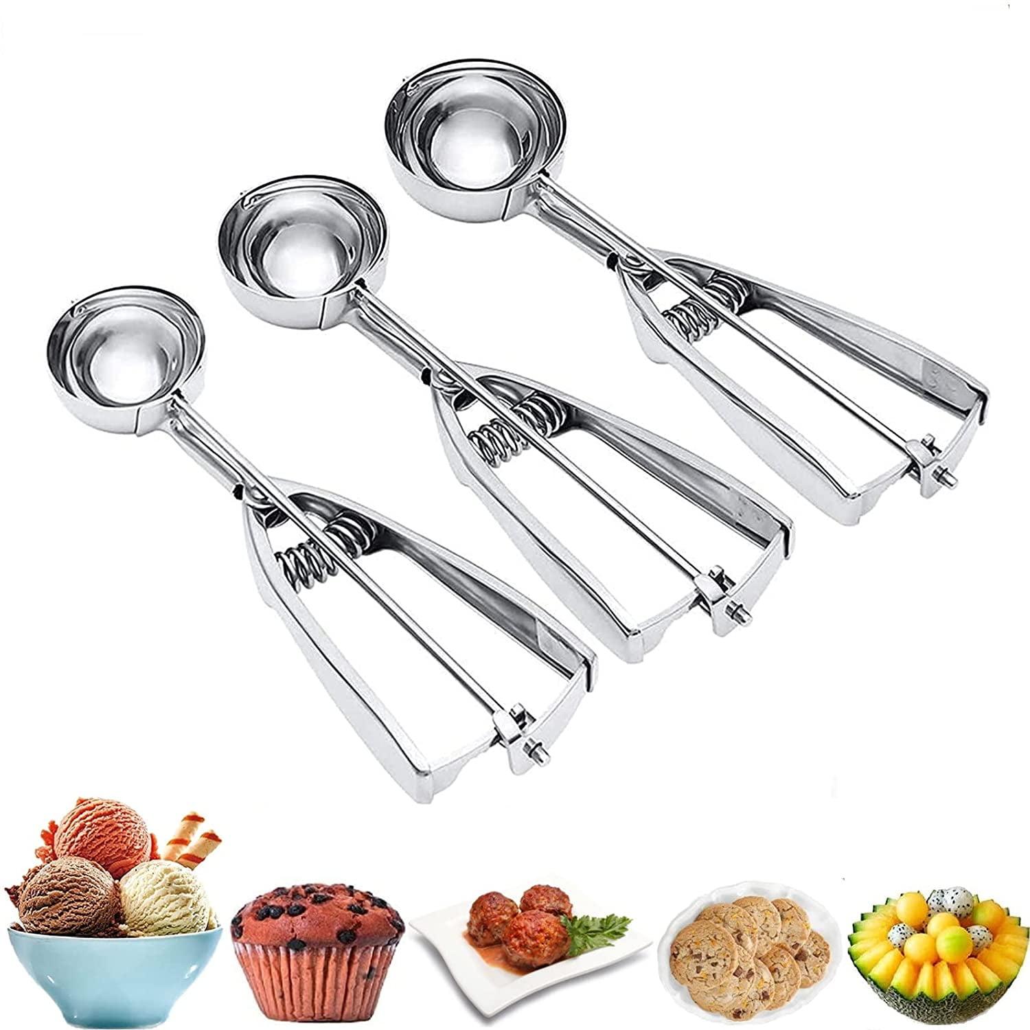 Stainless Steel Ice Cream and Cookie Scoop Set with Trigger Release