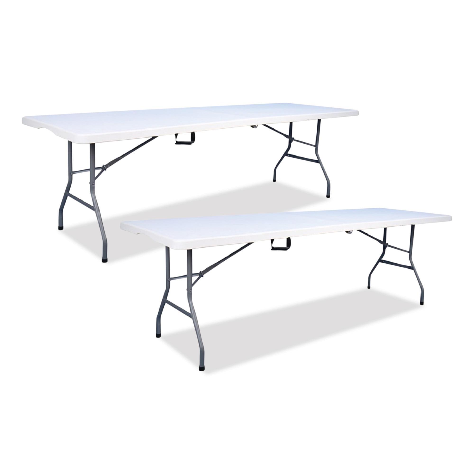 Iceberg White Granite Resin Folding Table with Gray Legs, 94.5" x 29.9" x 30", 2-Pack