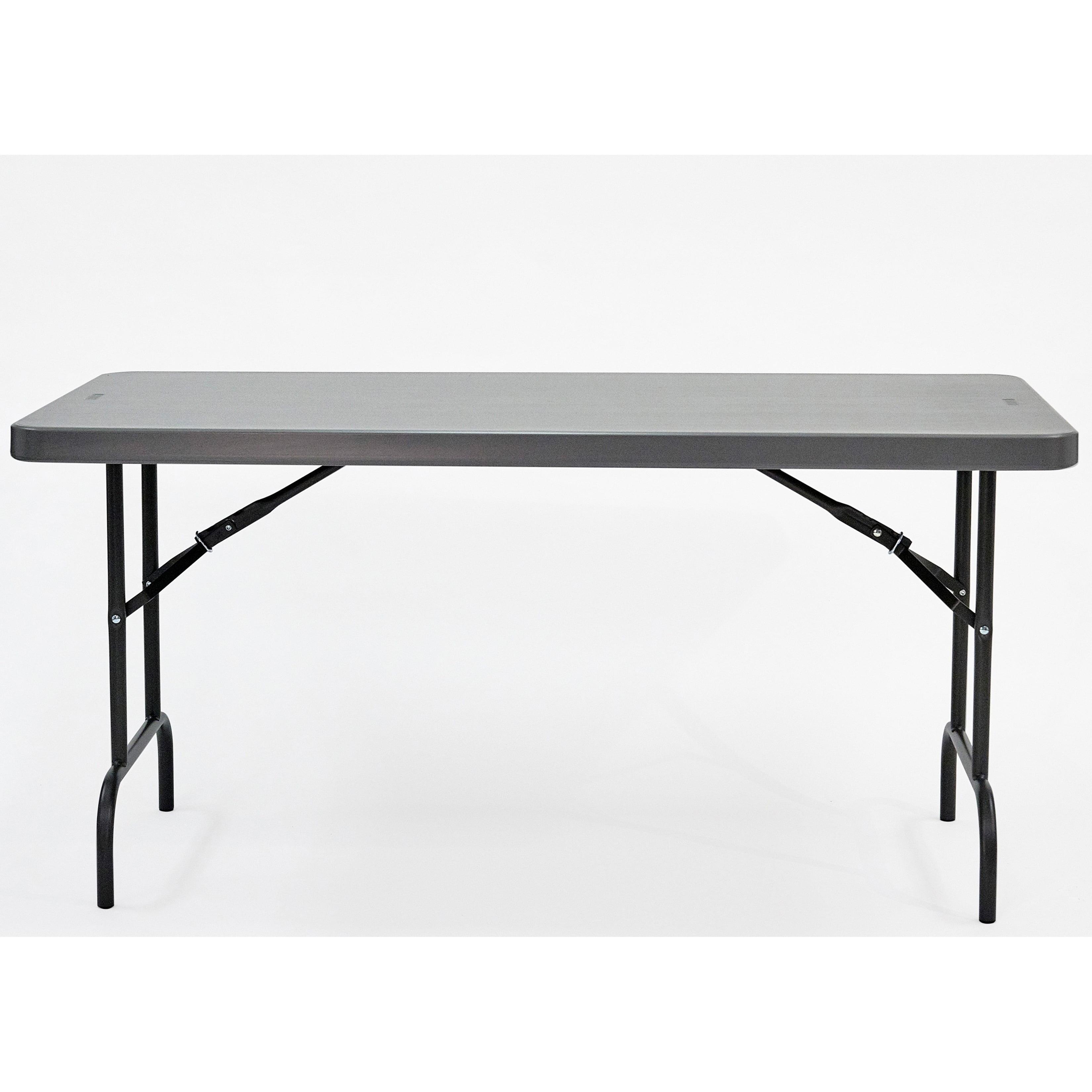 Charcoal Gray 30" x 60" Commercial Folding Table with Steel Frame