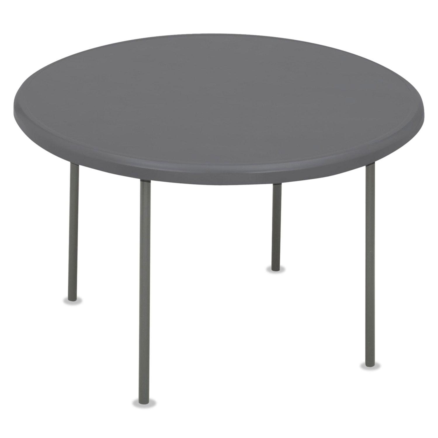 Gray Round Folding Table with HDPE Top and Steel Legs