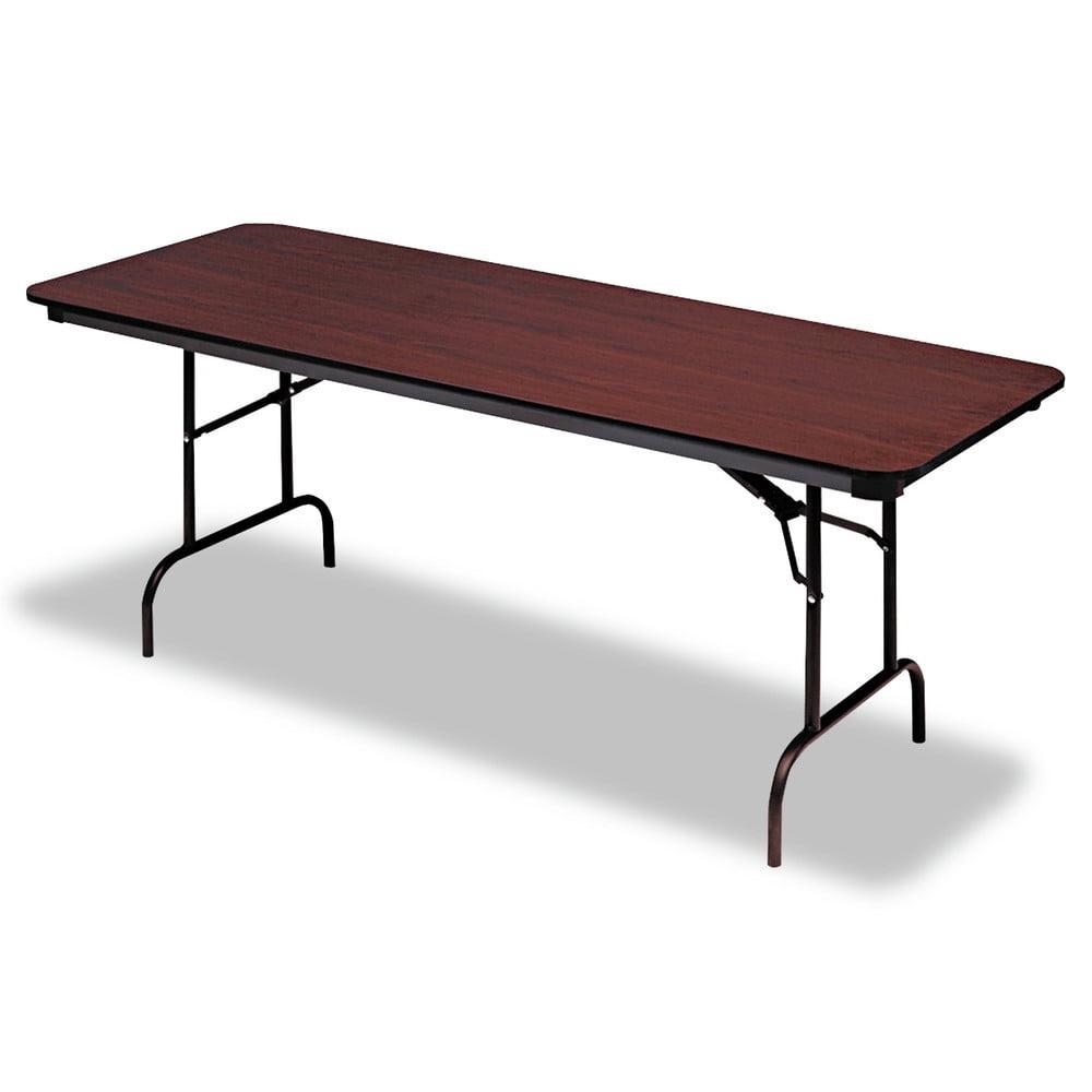 Mahogany Wood Laminate Rectangular Folding Table with Steel Legs