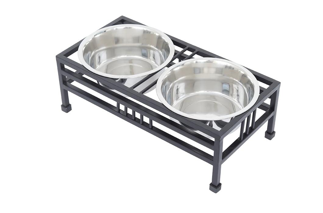 Iconic Pet Elevated Rectangular pet double diner - Medium - 32 Oz