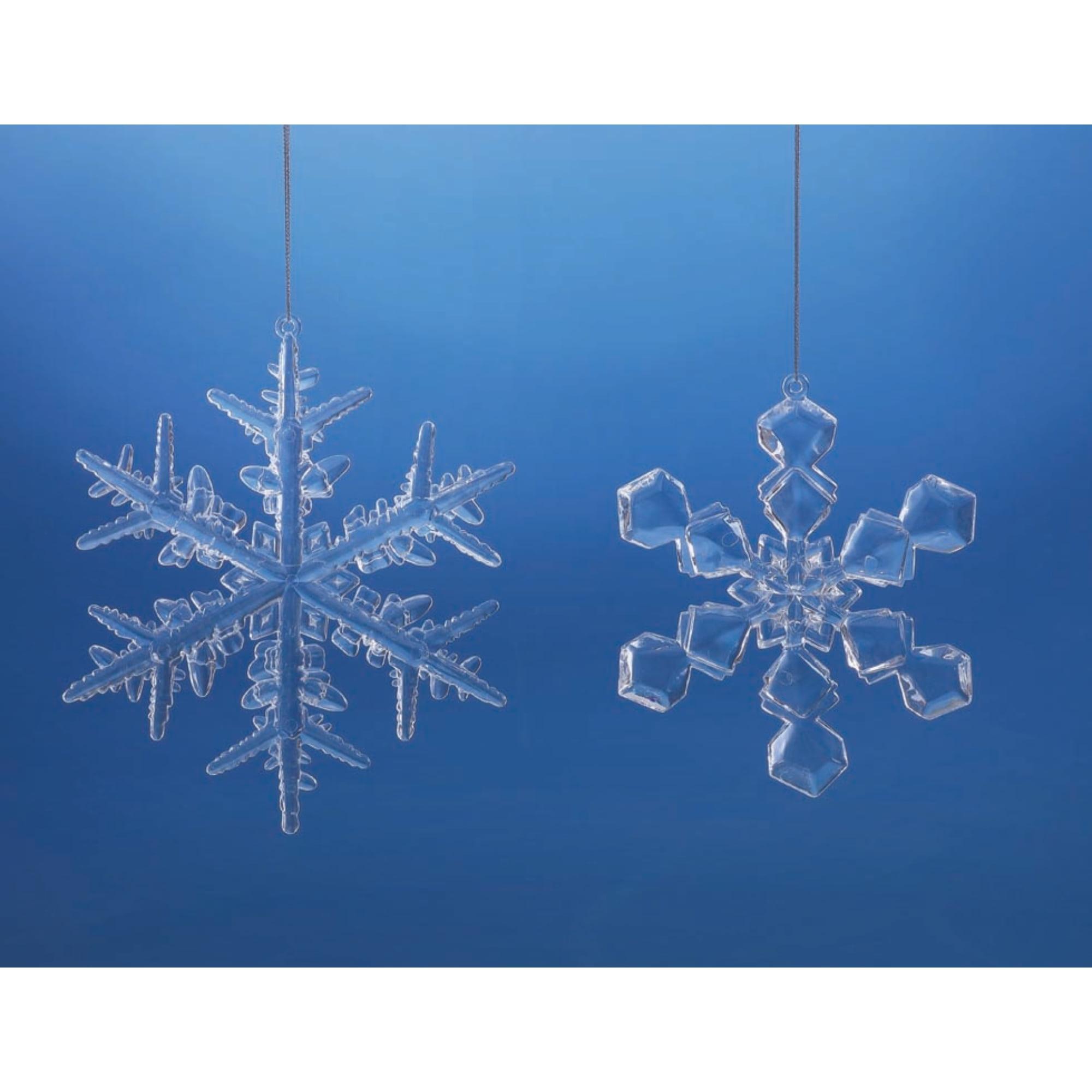 Clear Acrylic Faceted Snowflake Ornaments Set of 12