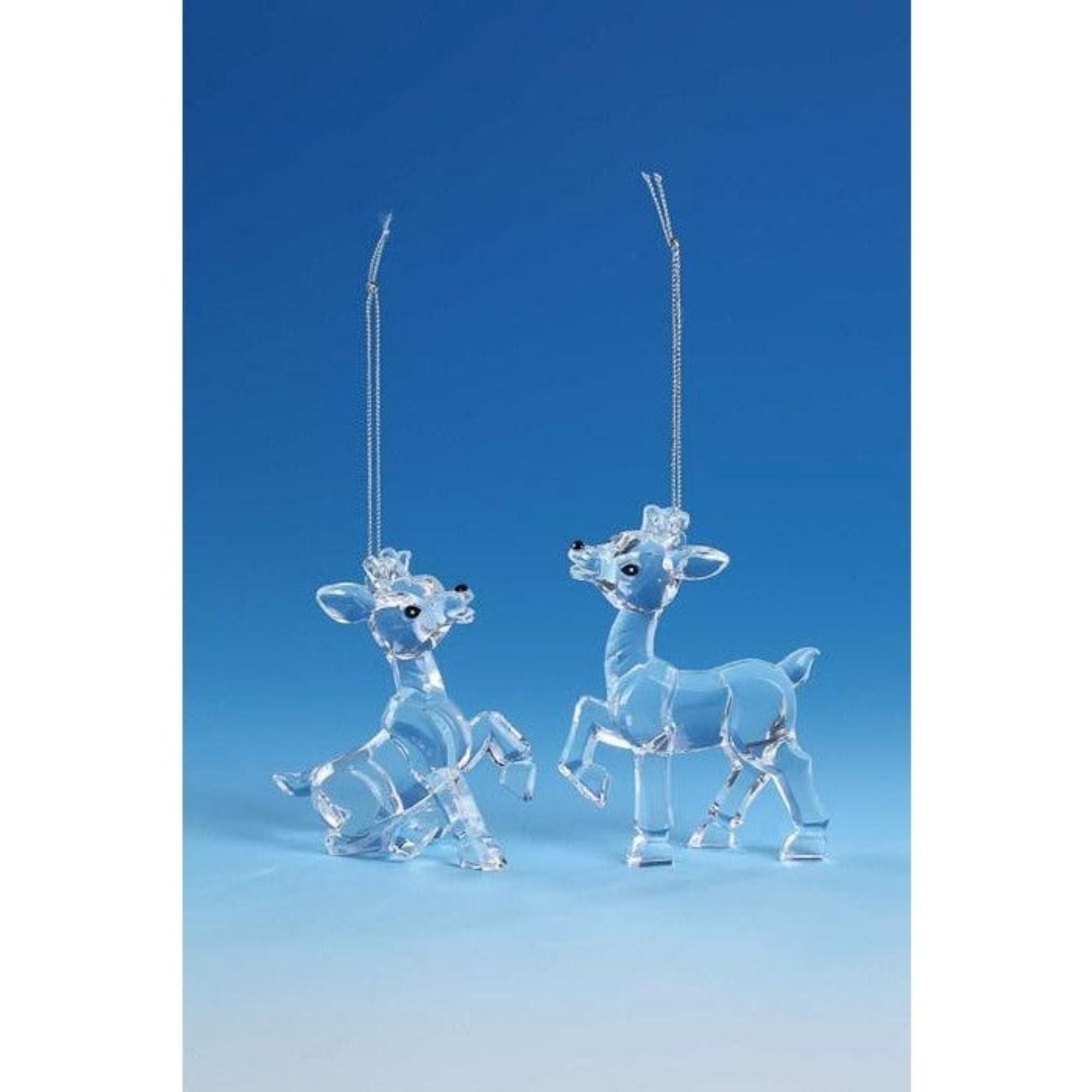 Icy Giftware Crystal Deer Christmas Figurine Ornaments - 3.5" - Set of 4