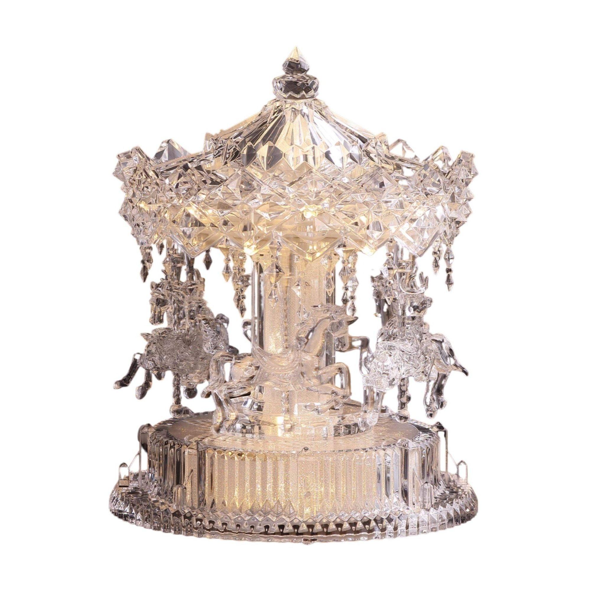 Icy Giftware Lighted Animated Musical Carousel Horse Decoration - 10.25"