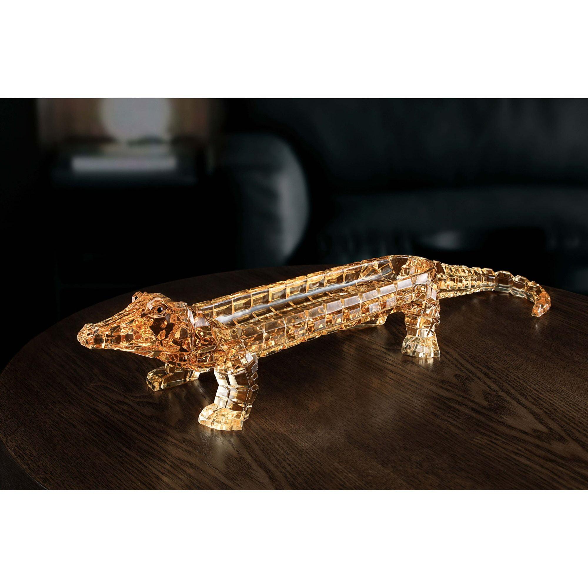 Icy Giftware Set of 2 Amber Crocodile Tabletop Candy Trays 19.5"