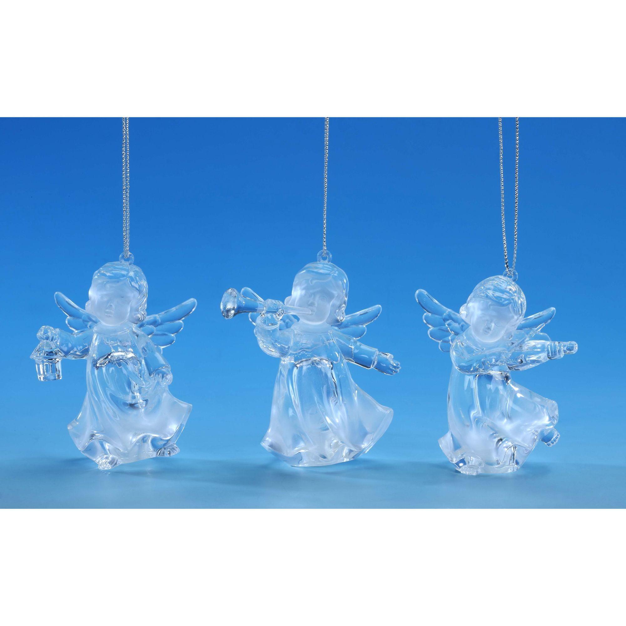 Icy Giftware Set of 6 Clear and Gold Cherub Triplet Hanging Christmas Ornament 7"