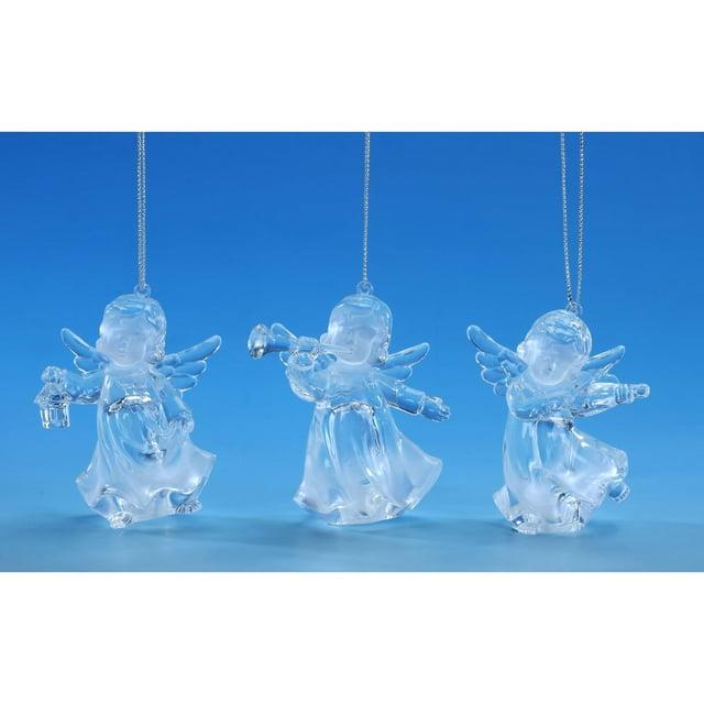 Icy Giftware Set of 6 Clear and Gold Cherub Triplet Hanging Christmas Ornament 7"