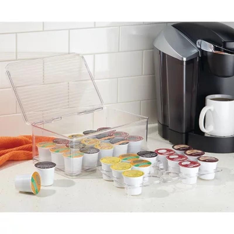 Clear 2-Tier Plastic Coffee Pod Holder with Hinged Lid