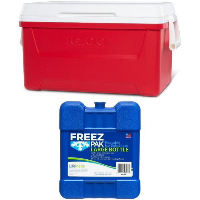 Red Heavy-Duty Portable Ice Chest Cooler with Airtight Lid