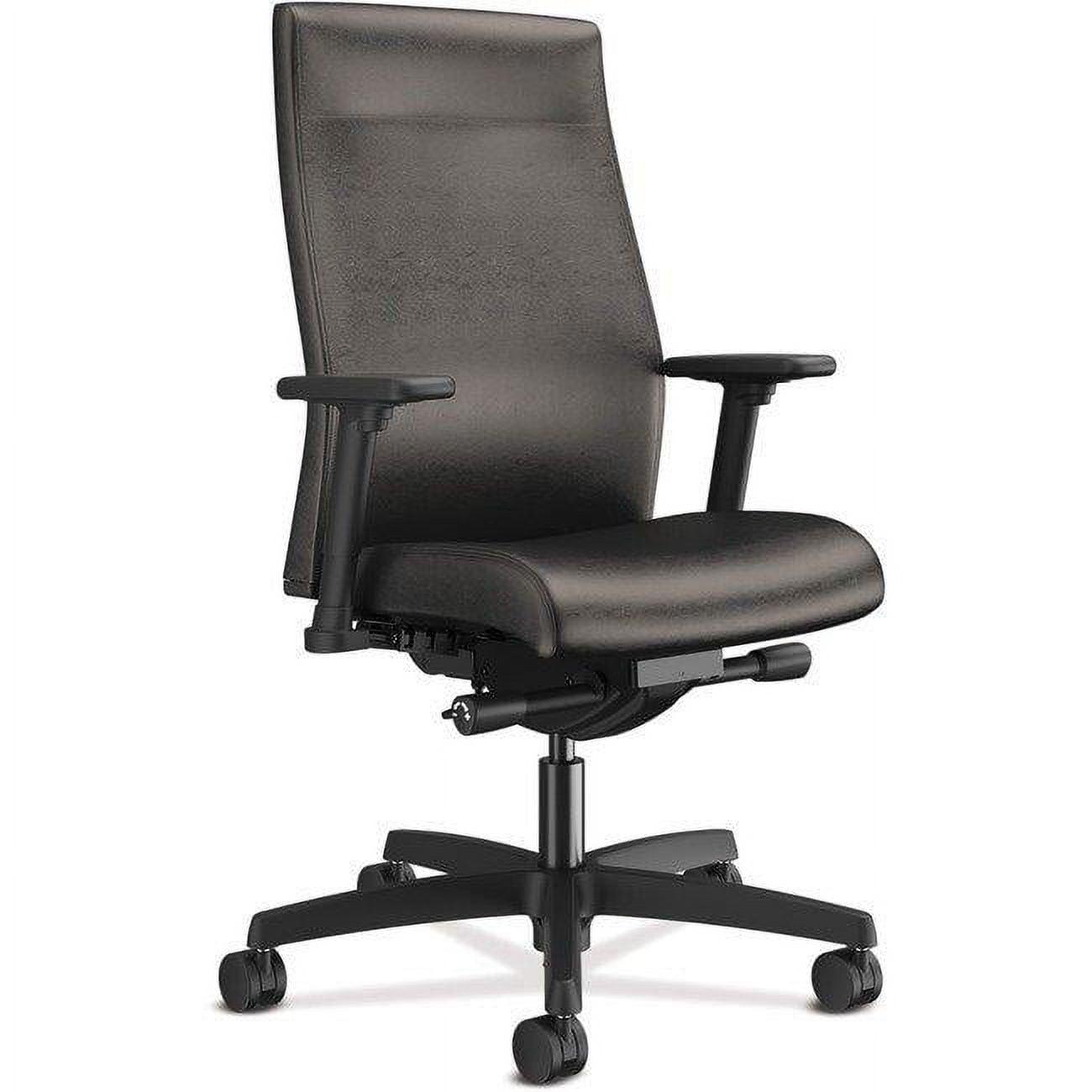 Synchro-Tilt Mid-Back Task Chair with Vinyl Upholstery, Black