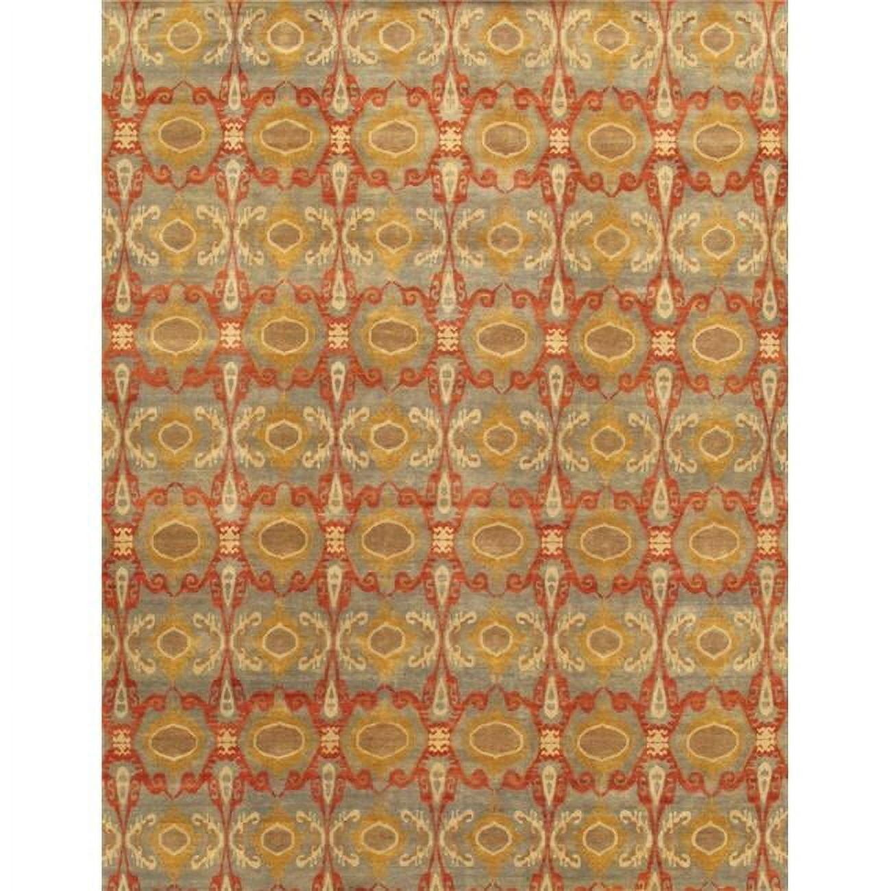 Pasargad Ikat Hand-Knotted Wool Brown/Red/Yellow Area Rug