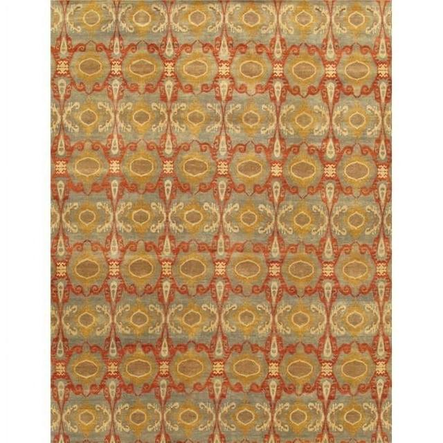 Pasargad Ikat Hand-Knotted Wool Brown/Red/Yellow Area Rug
