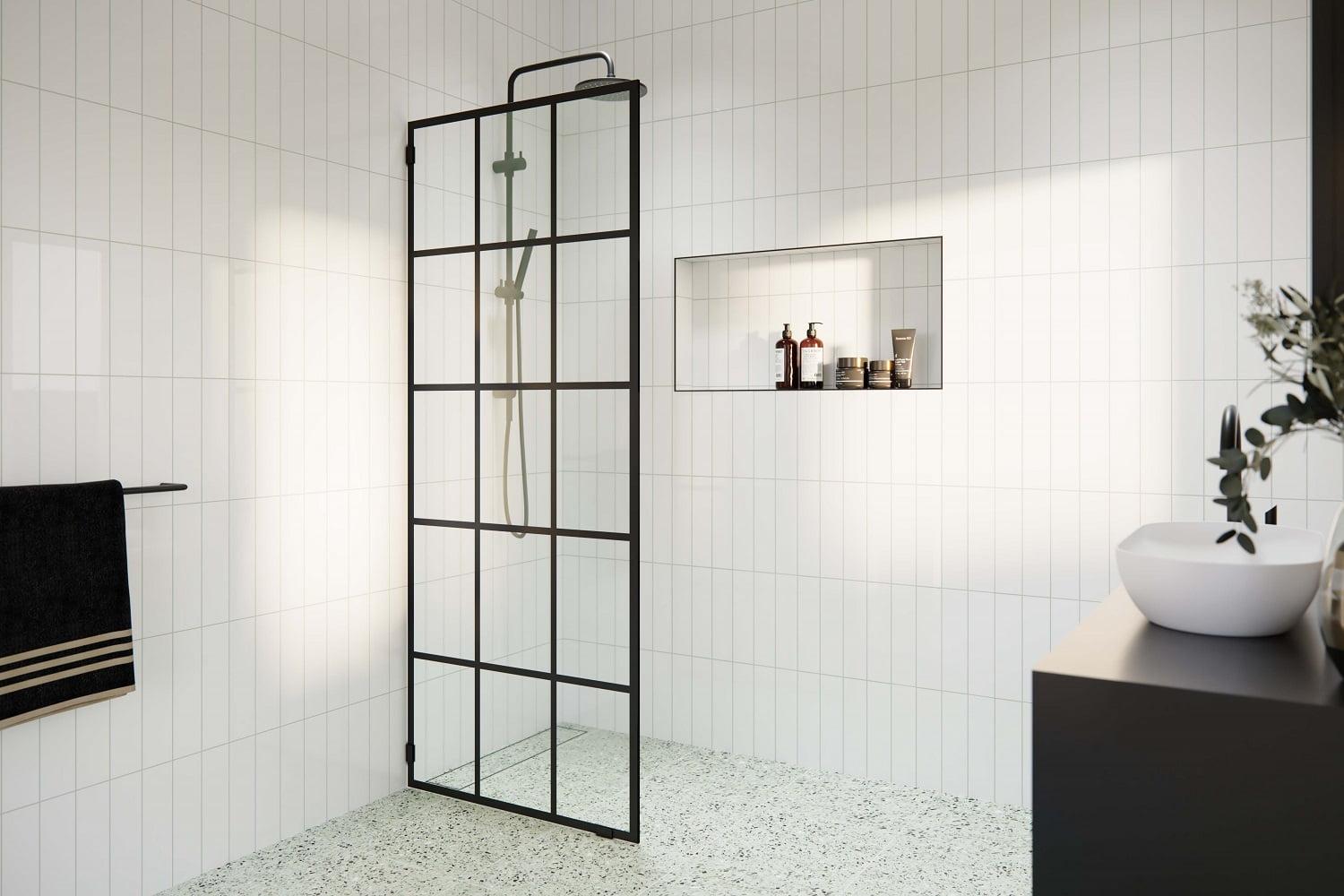 Esprit 32 in. x 78 in. Matte Black Glass Shower Panel