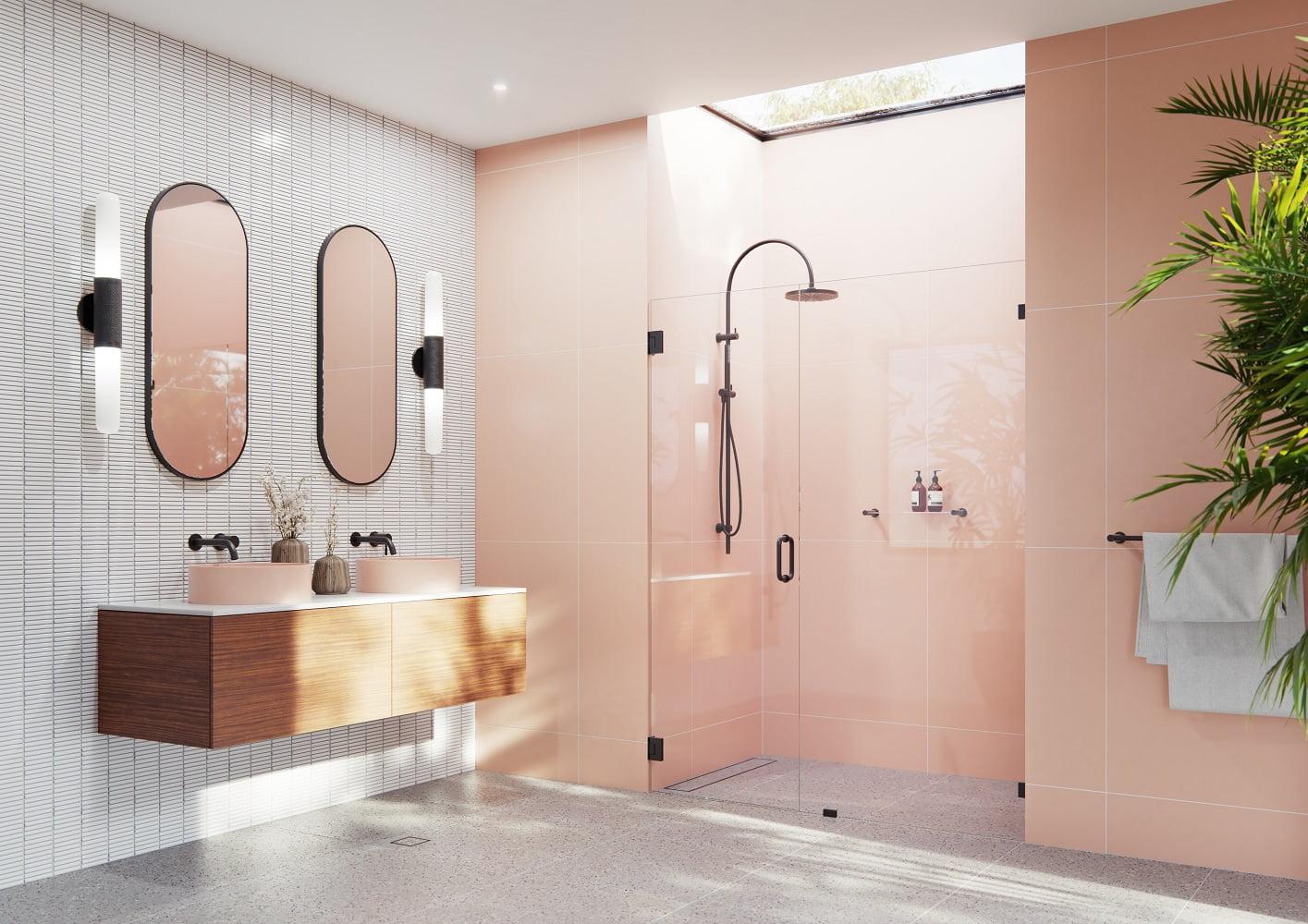 Glass Warehouse Illume 60 in. x 78 in. Fully Frameless Wall Hinge Shower Door GW-WH-60-MB