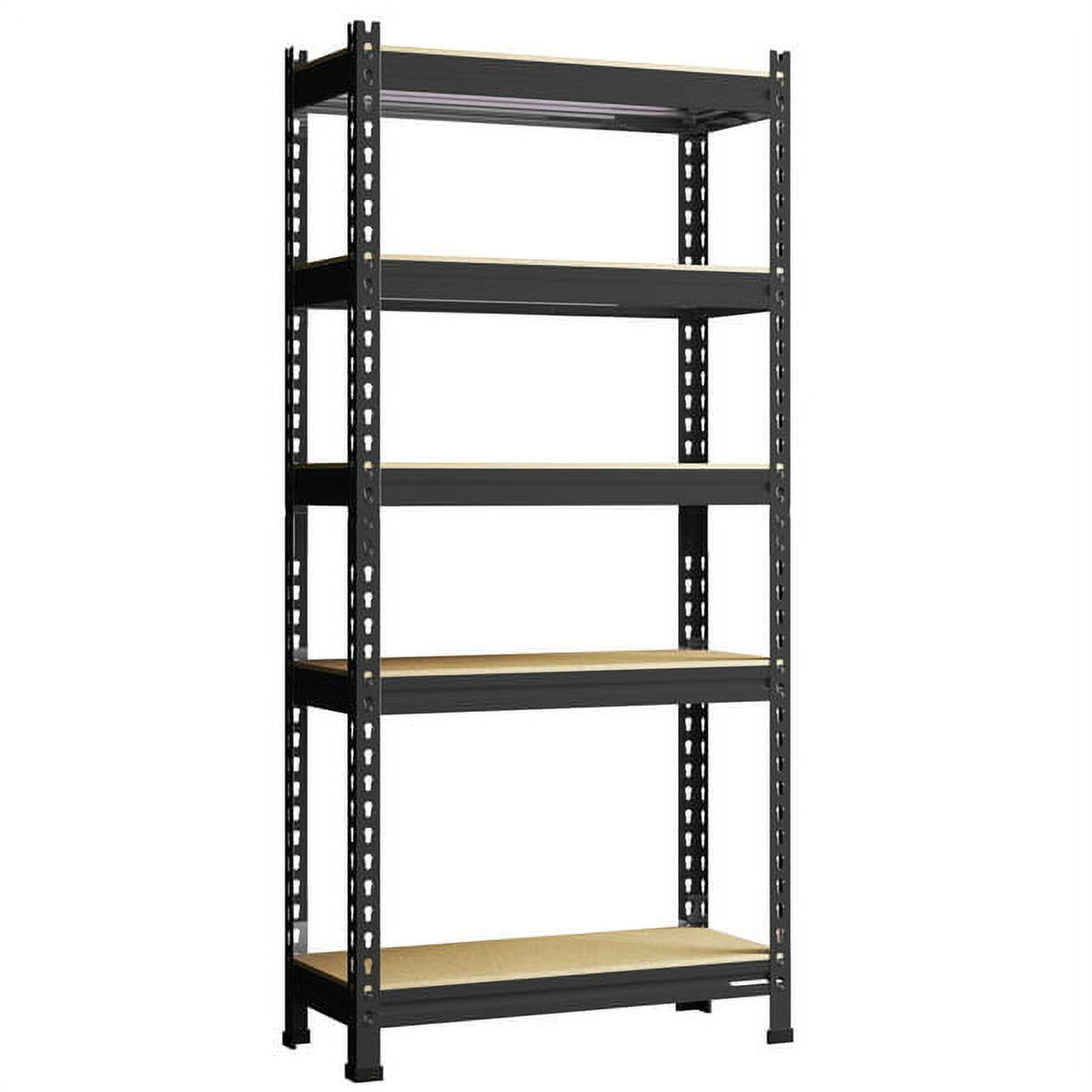 PrimeZone Storage Shelves 5 Tier Adjustable Garage Storage Shelving, Heavy Duty Metal Storage Utility Rack Shelf Unit for Warehouse Pantry Closet Kitchen, 28" x 12" x 59", Black