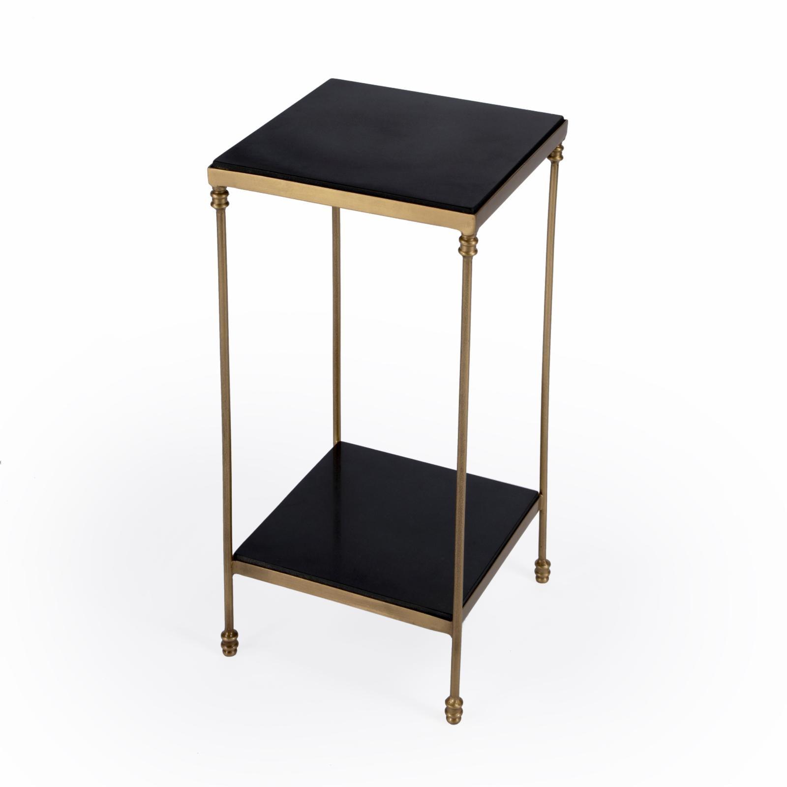 Imogen Black Granite and Iron Rectangular Side Table