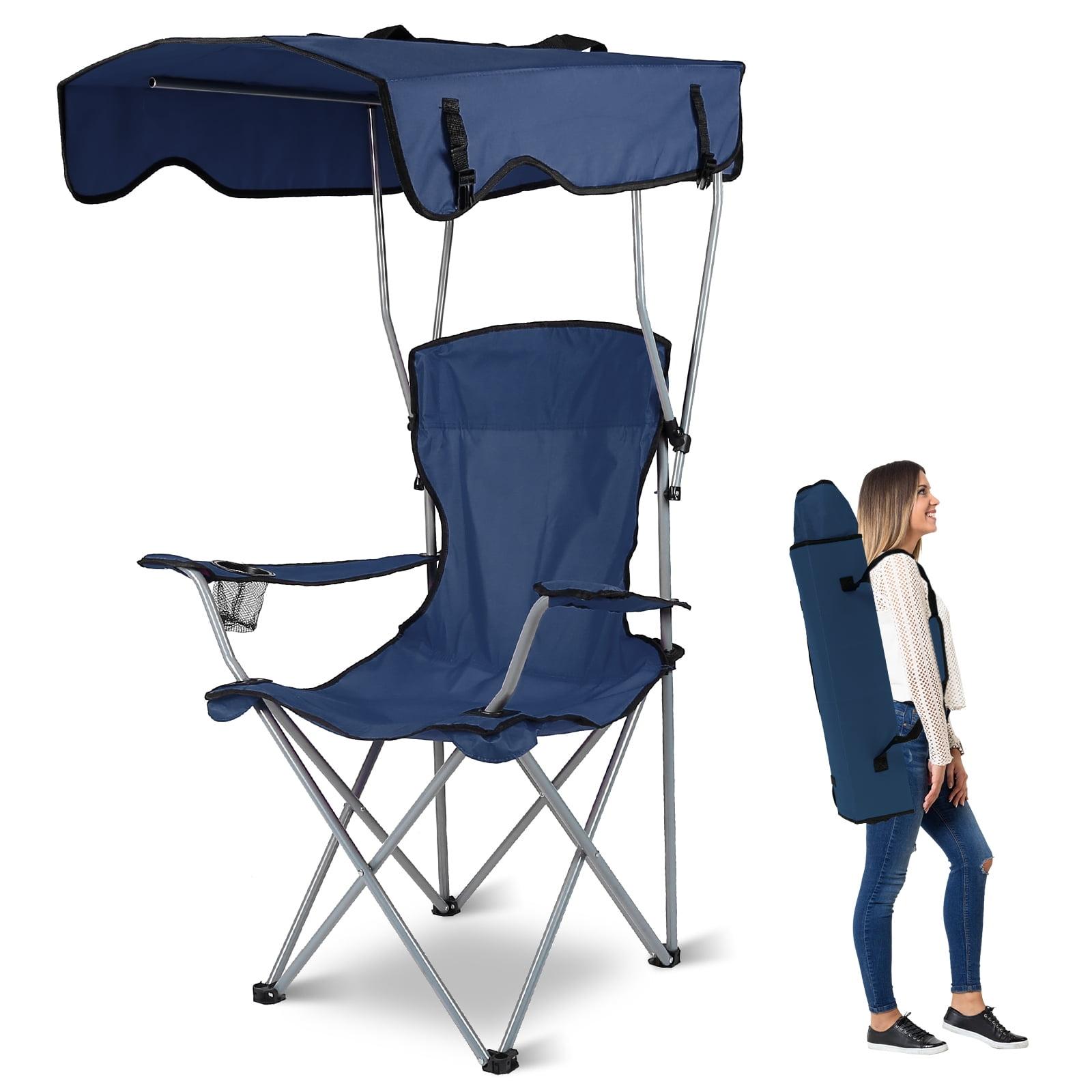 LakeForest "Foldable Beach Canopy Chair with Sun Protection: Lightweight, 330 lbs Load Capacity, Cup Holder for Camping, Lawn, and Picnic Use" Blue