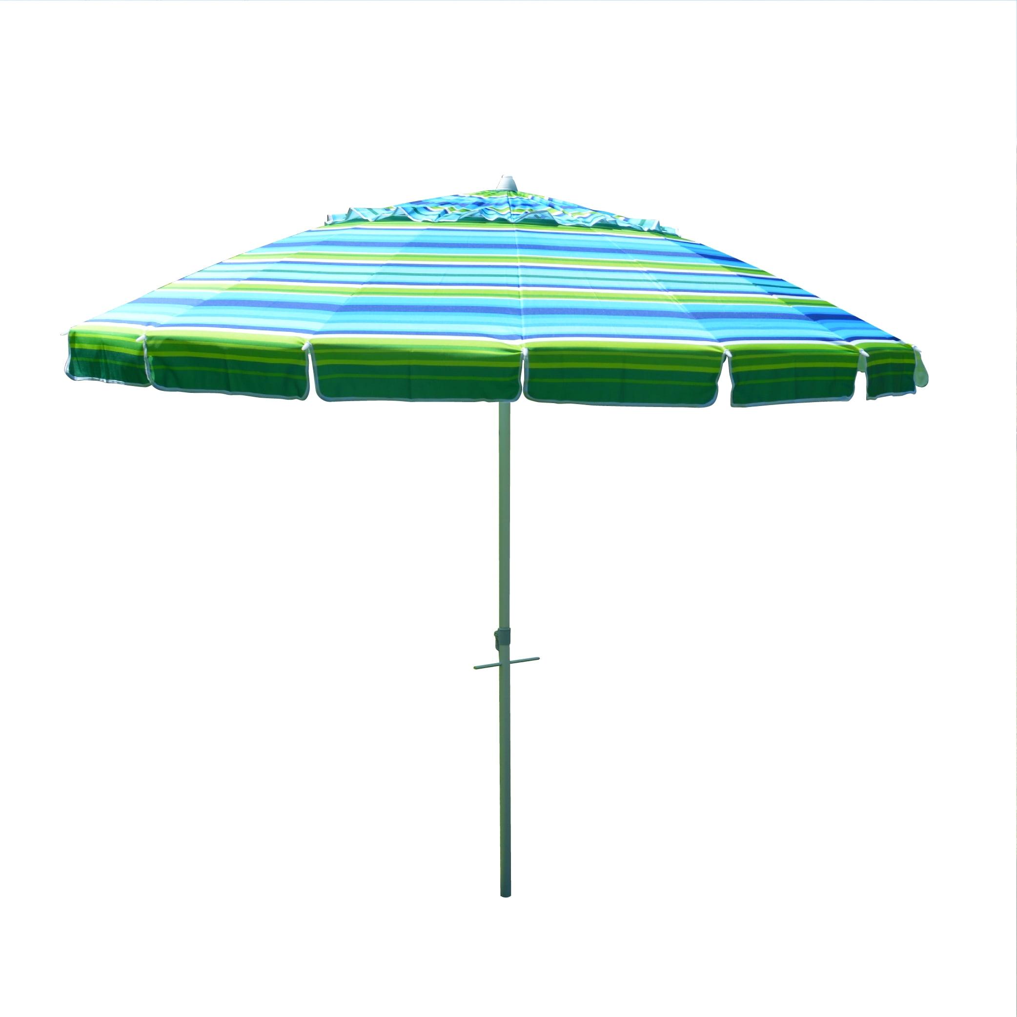 Impact Canopy 8' Beach Umbrella, UV Protected, Vented, Tilt Pole, Sand Anchor, Carry Bag, Blue/Green